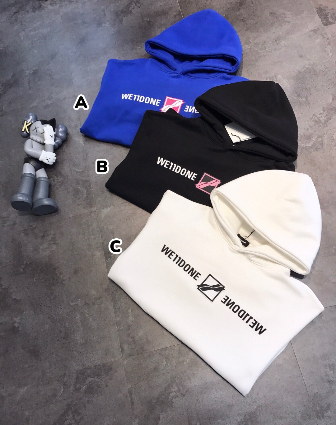 We11Done Logo 鏡像LOGO加絨連帽衛衣