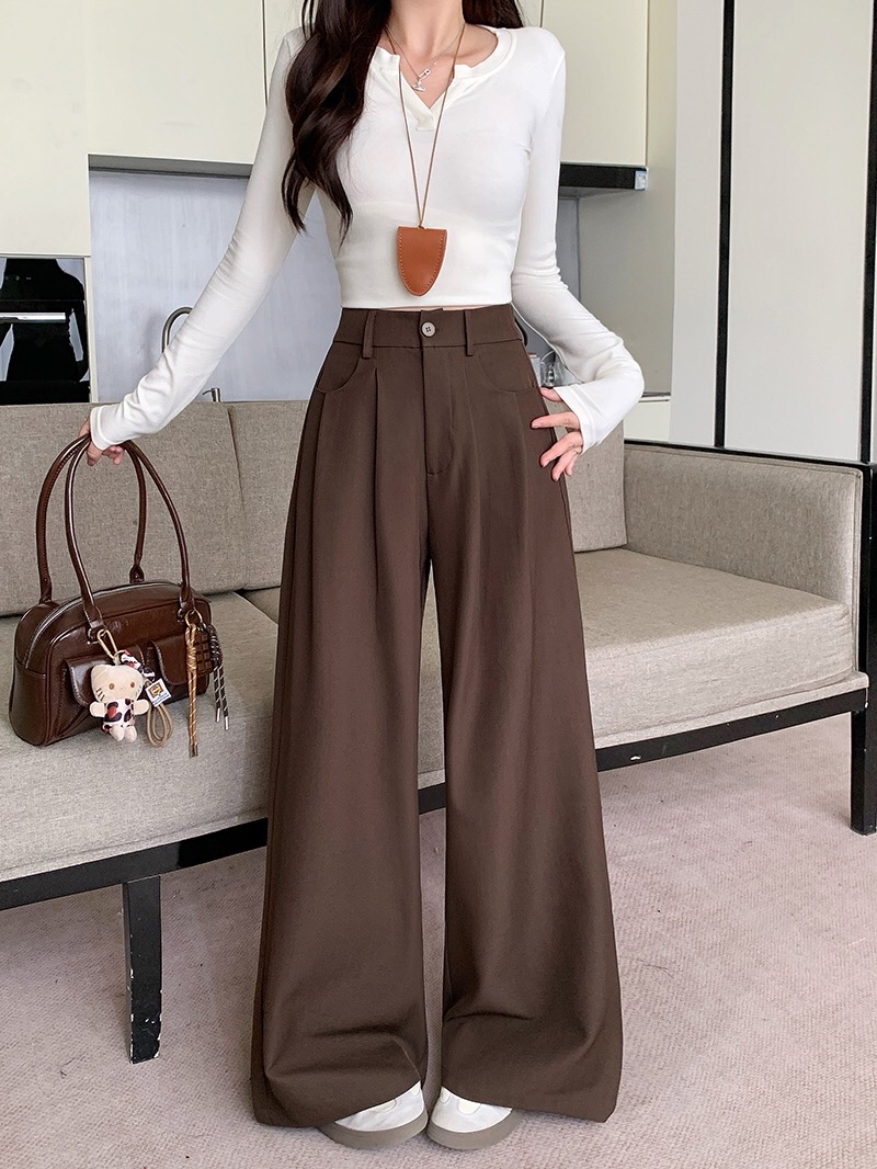 B74(22908) 韩系气质显瘦捏痕单钮3色西装阔腿长裤