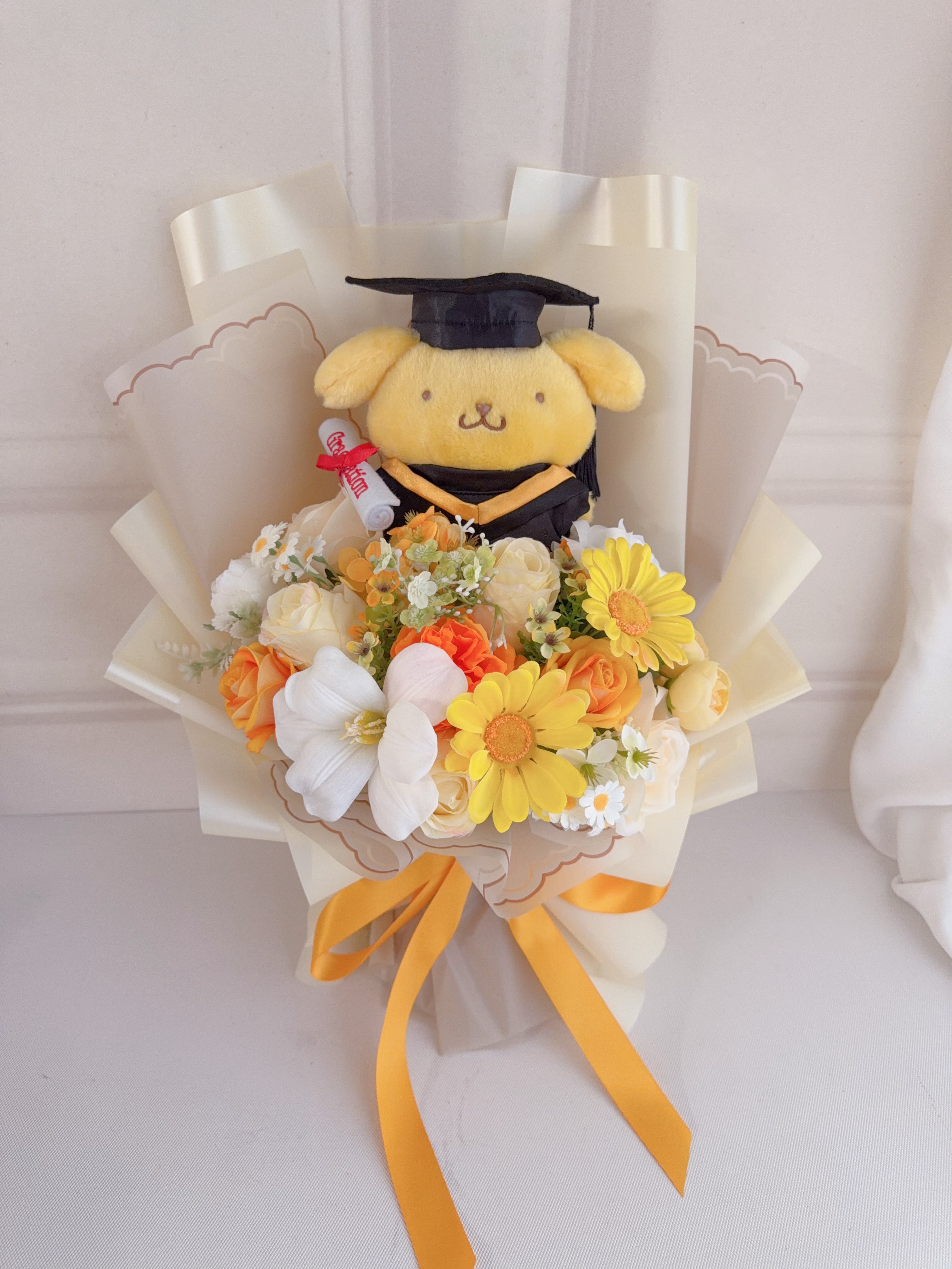 (現貨)布甸狗畢業公仔花