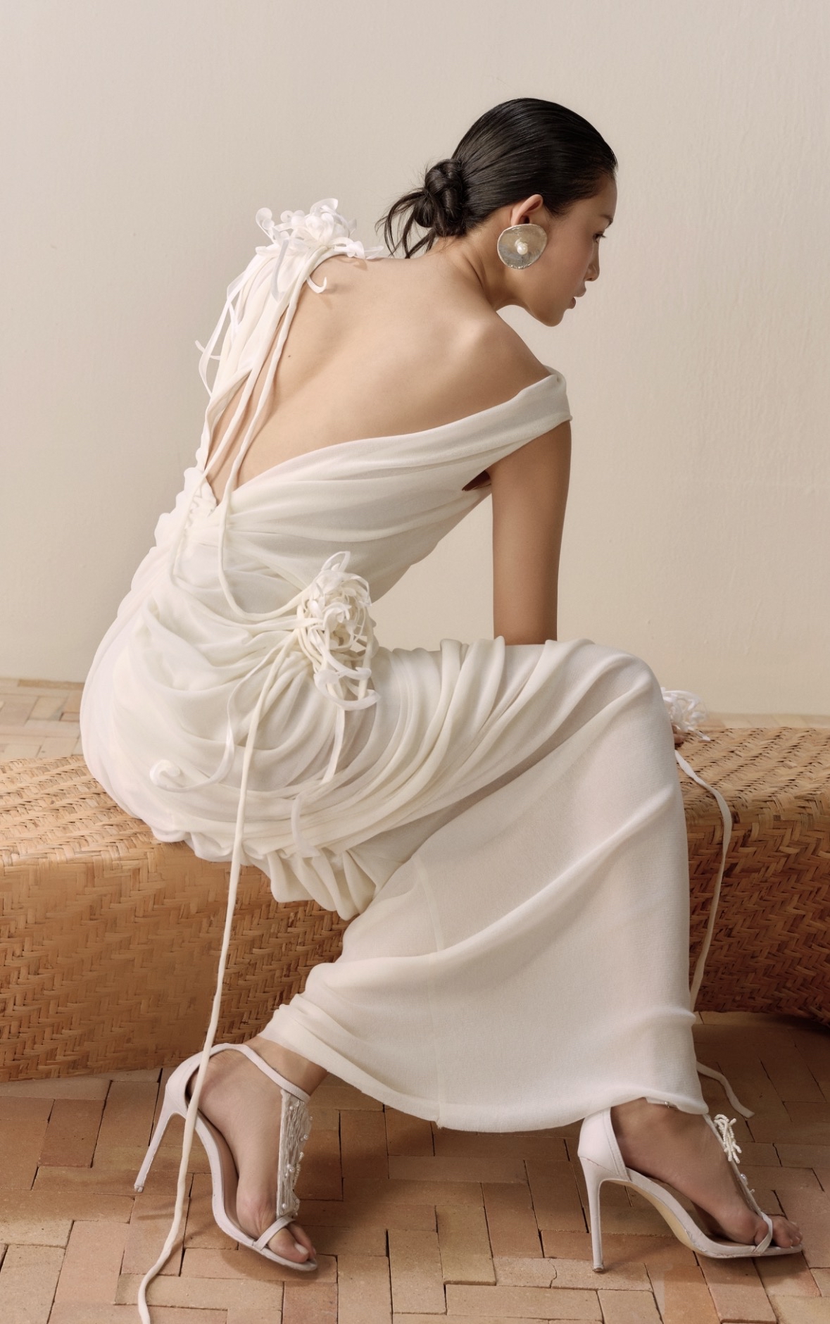 Drapped Backless Sheer Dress