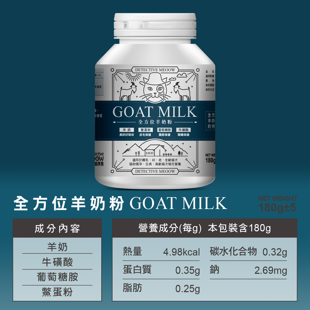 全方位羊奶粉貓狗通用｜喵探長｜台灣製造
