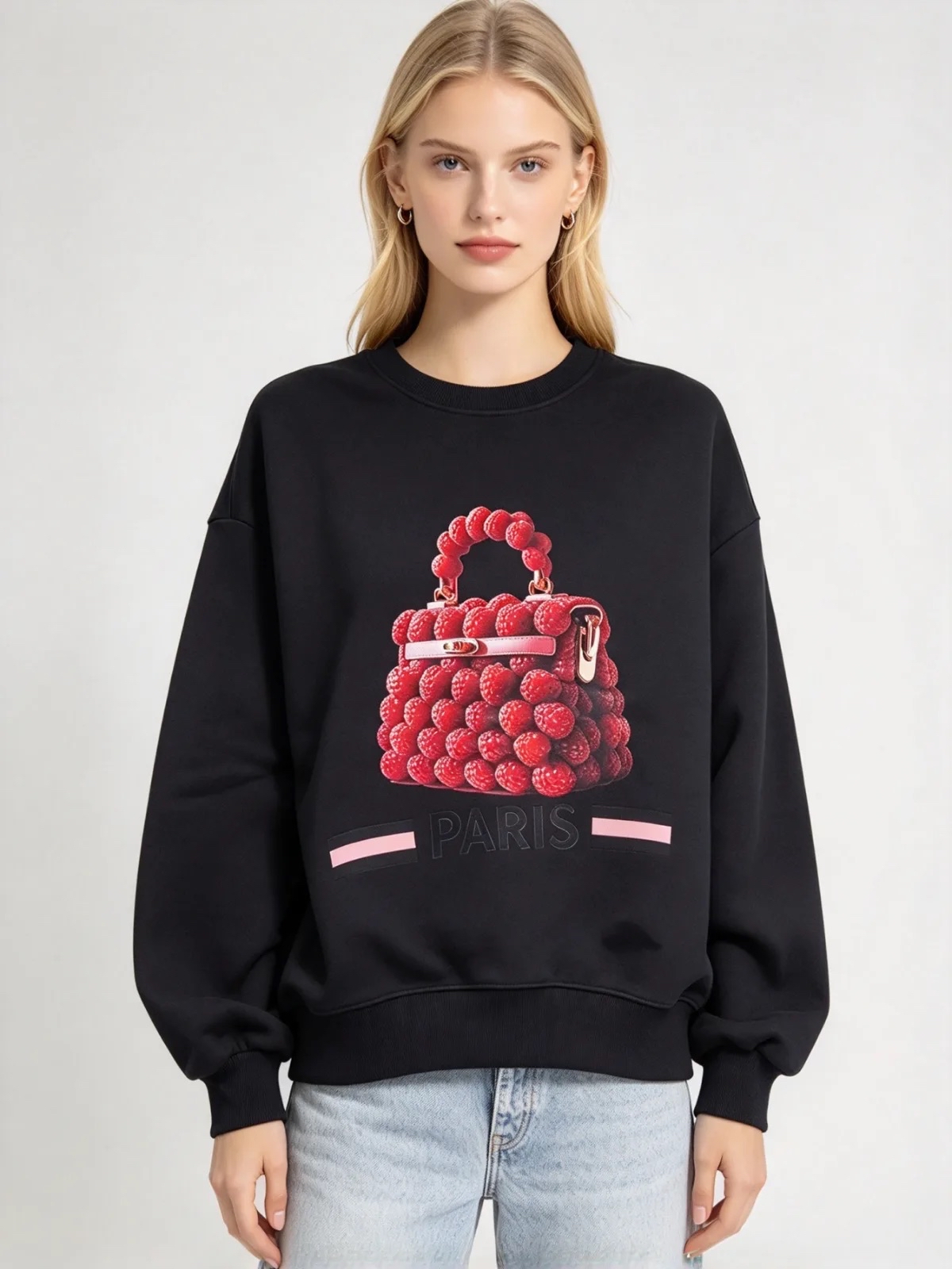 [訂購］A036 Raspberry Handbag Paris Sweatshirt