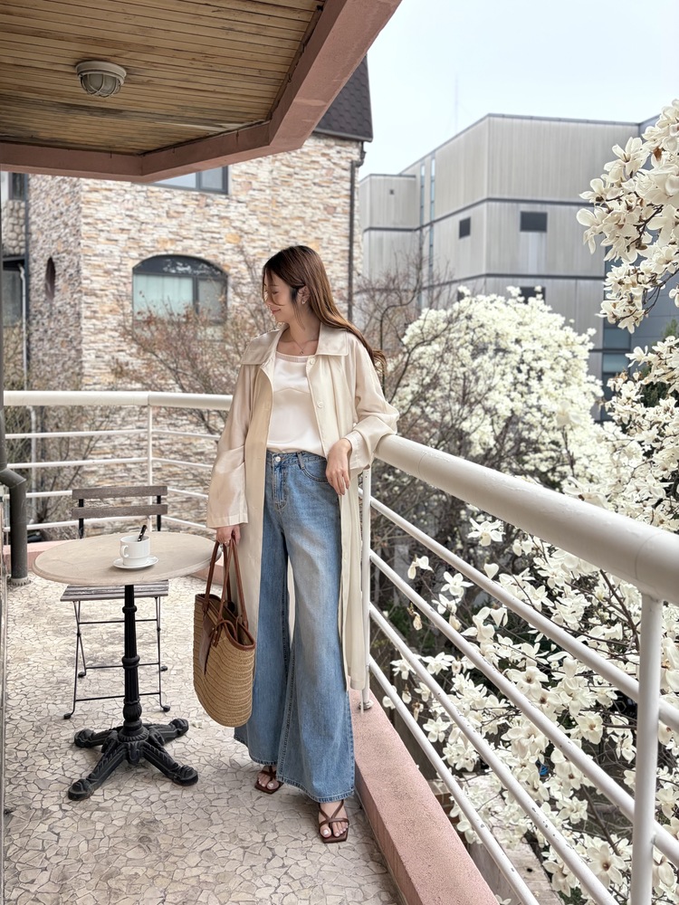 [薄!] Faded Wash Wide Leg Jeans