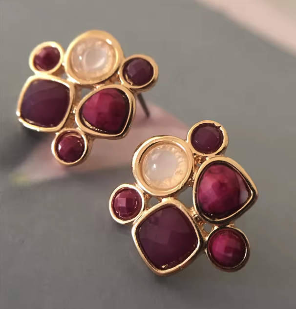 Gemstone Cluster Earrings