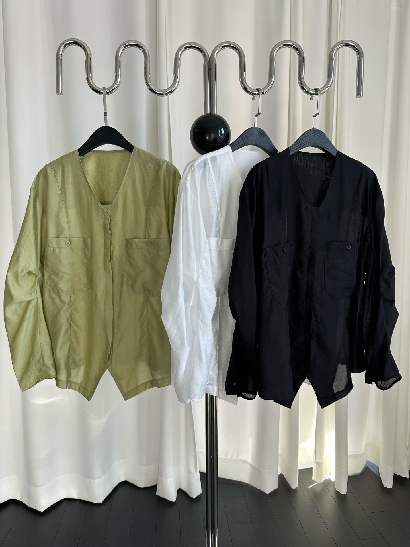 Organza v-neck shirt #sh28