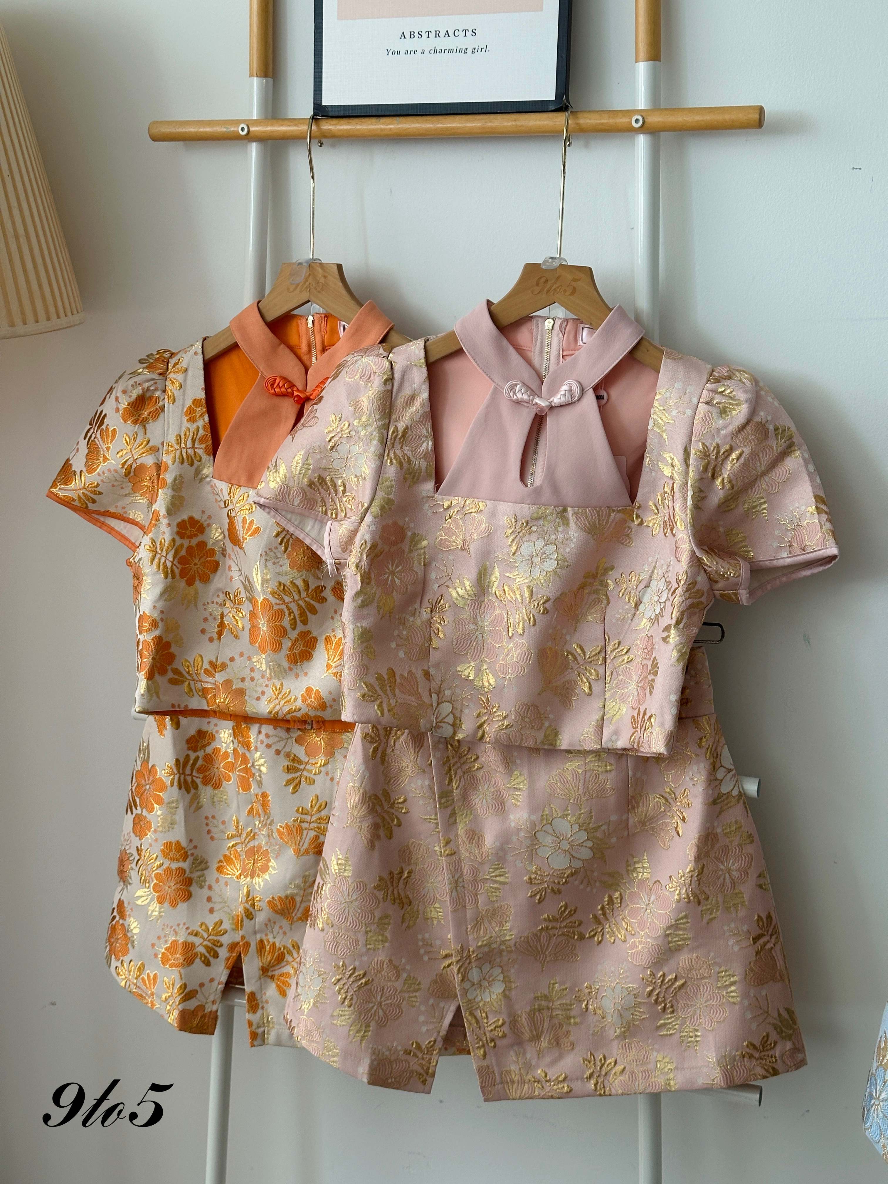 D2321 Puff Sleeve Cheongsam Matching Set - 3 Colors