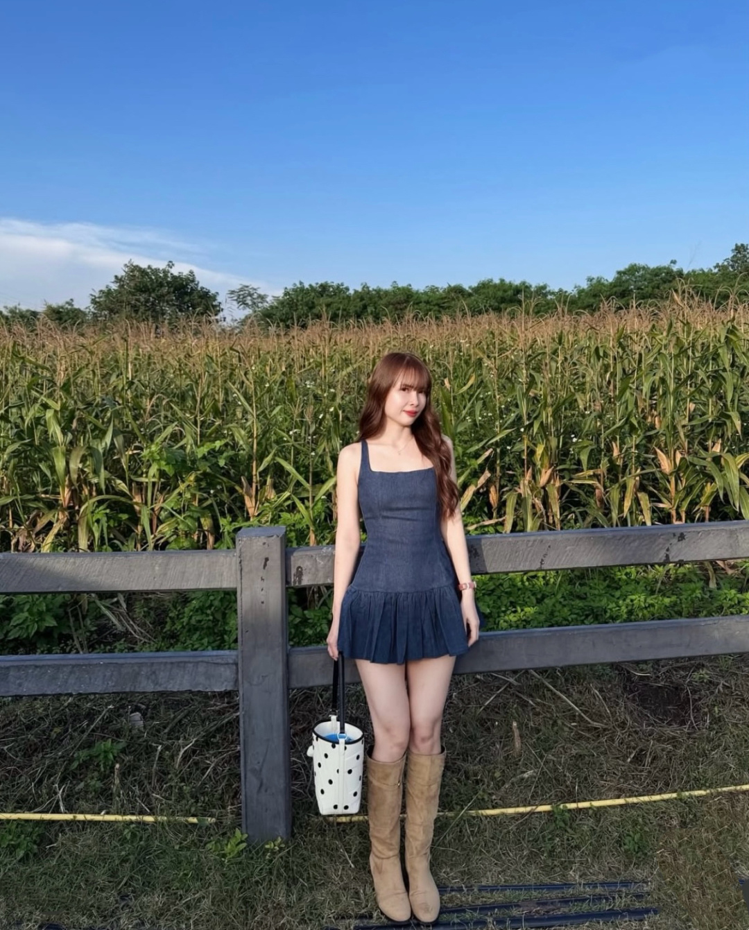 4567 French Retro Denim Slip Dress"法式复古牛仔吊带连衣裙"