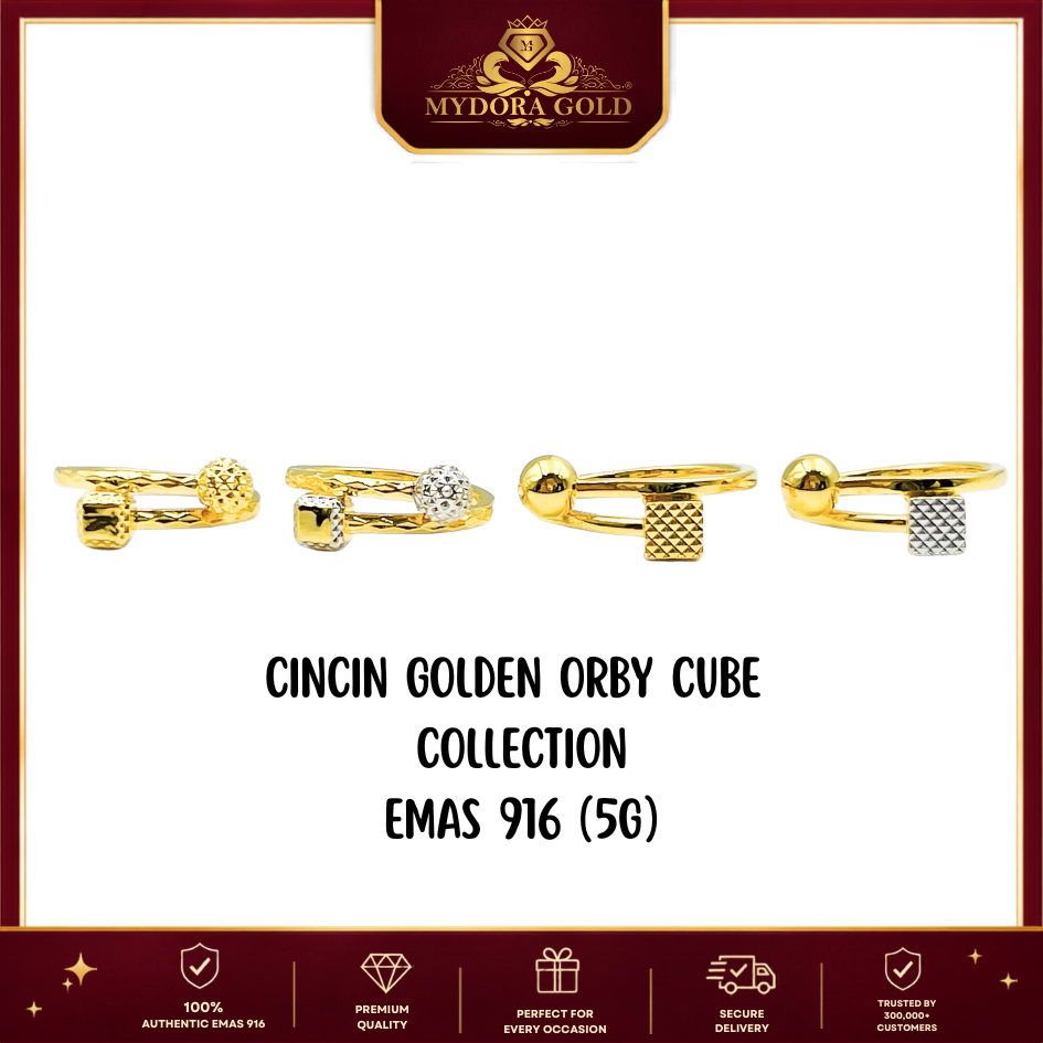 MYDORA Cincin Golden Orby Cube Collection (5G) l EMAS 916/22K