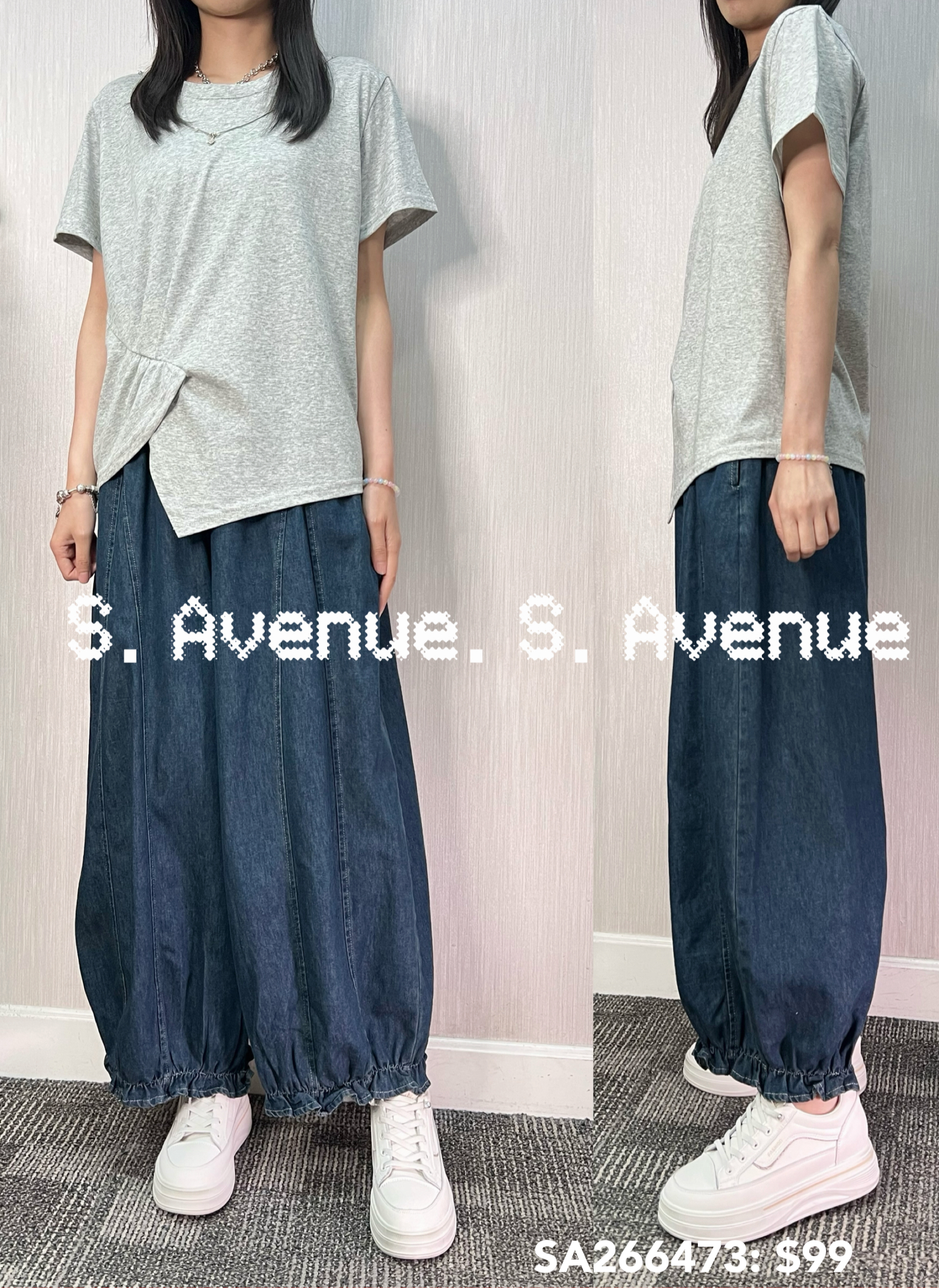 SA266473: 短袖淨色不規則腳tee