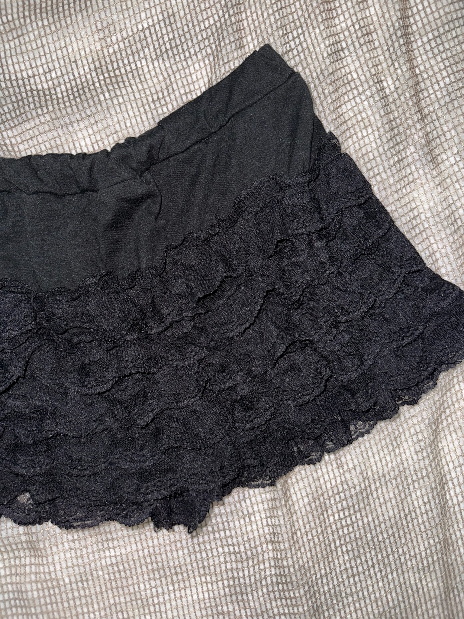 Black Tiered Lace Ruffle Skort