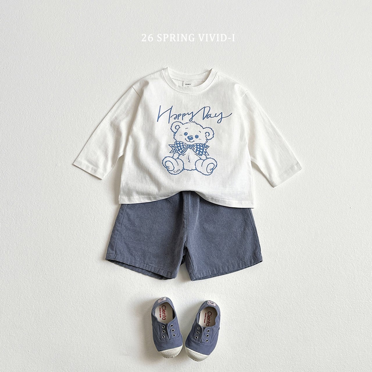 🌸預訂 韓國直送🌸🇰🇷VIVIDI五色快樂熊印花格紋上下套裝