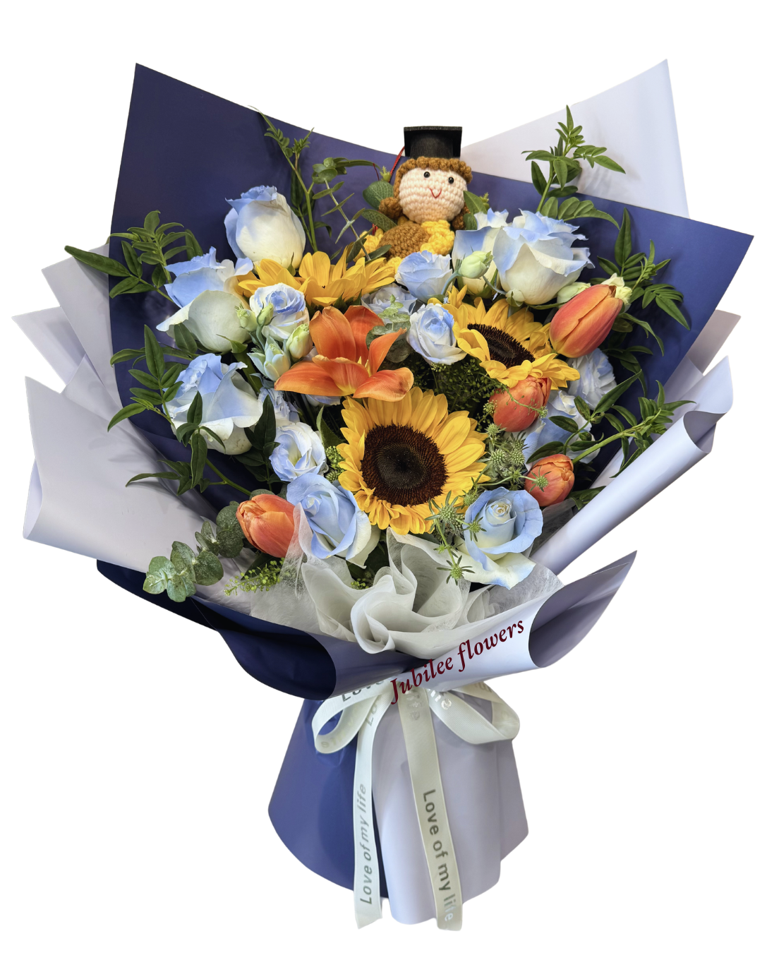 🌻向日葵 玫瑰 鬱金香 花束（不包括手鈎畢業公仔 ）