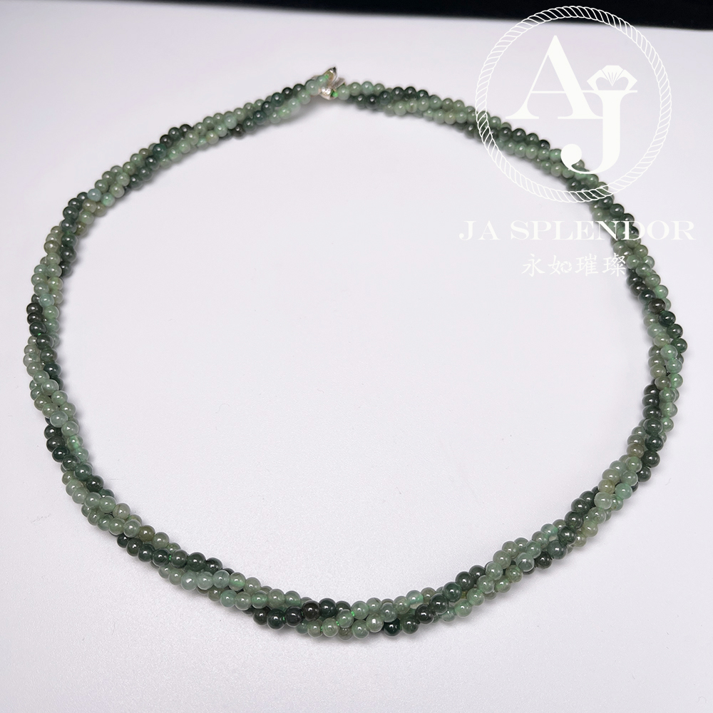 FB-G24 天然翡翠A玉 綠野仙蹤扭紋設計項鏈