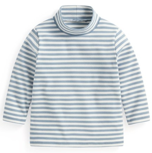 磨毛羅紋條紋立領T恤-Baby