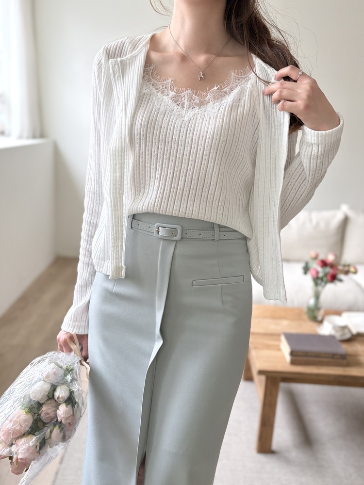 [假兩件] Lumiere Lace Layered Top (White)