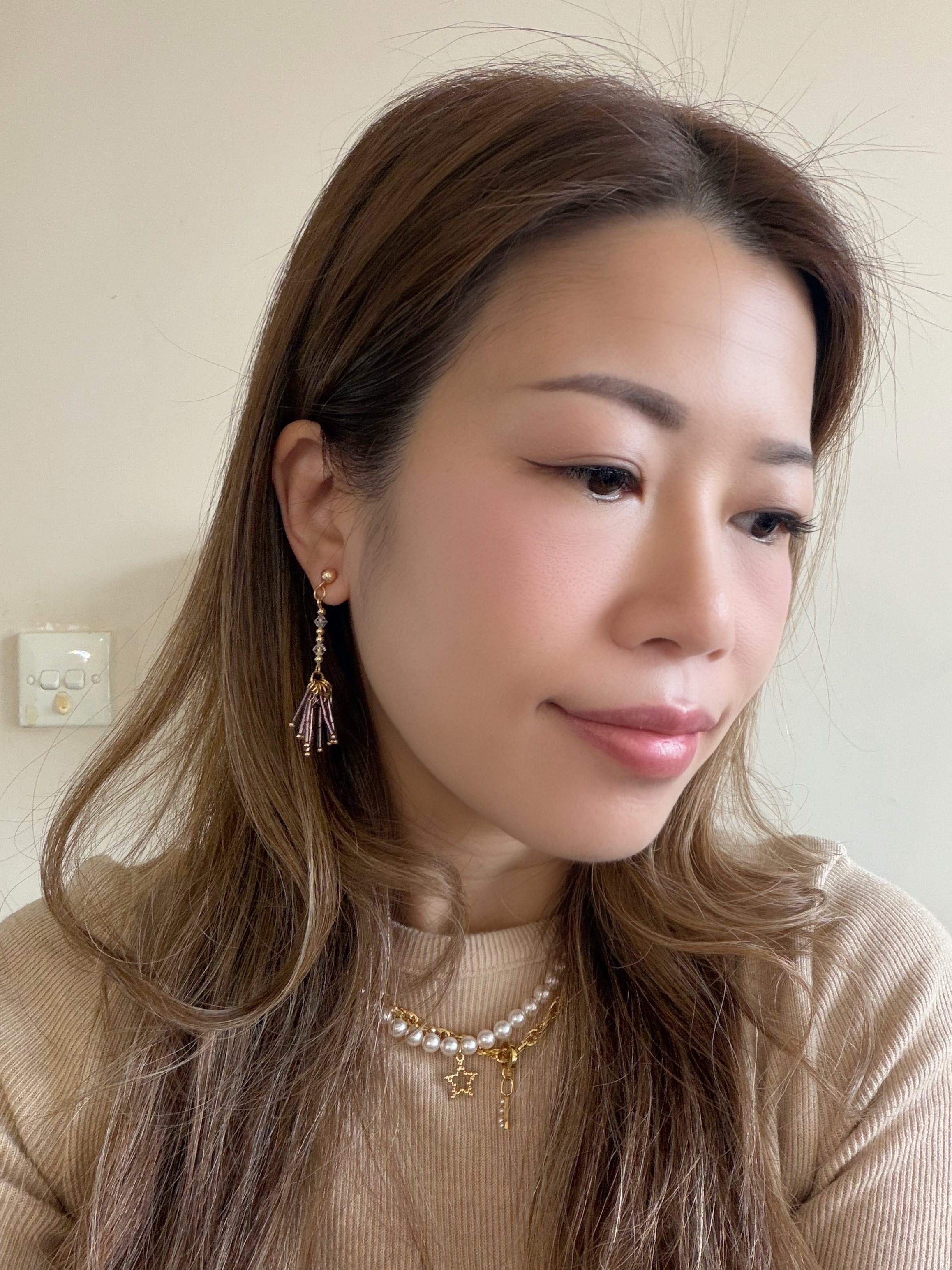 流穗長款耳環/金屬紫色x金色($198)