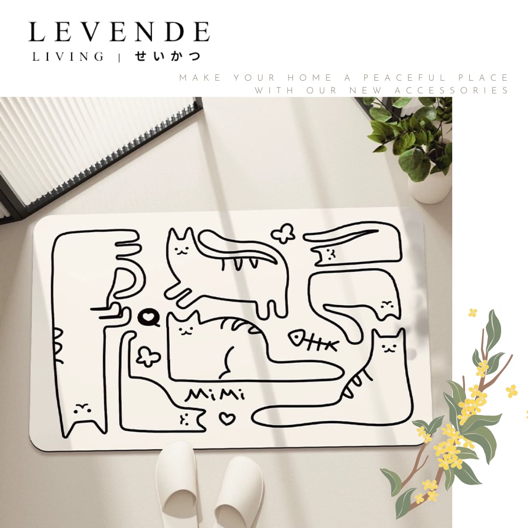Levende貓咪硅藻泥浴室地墊