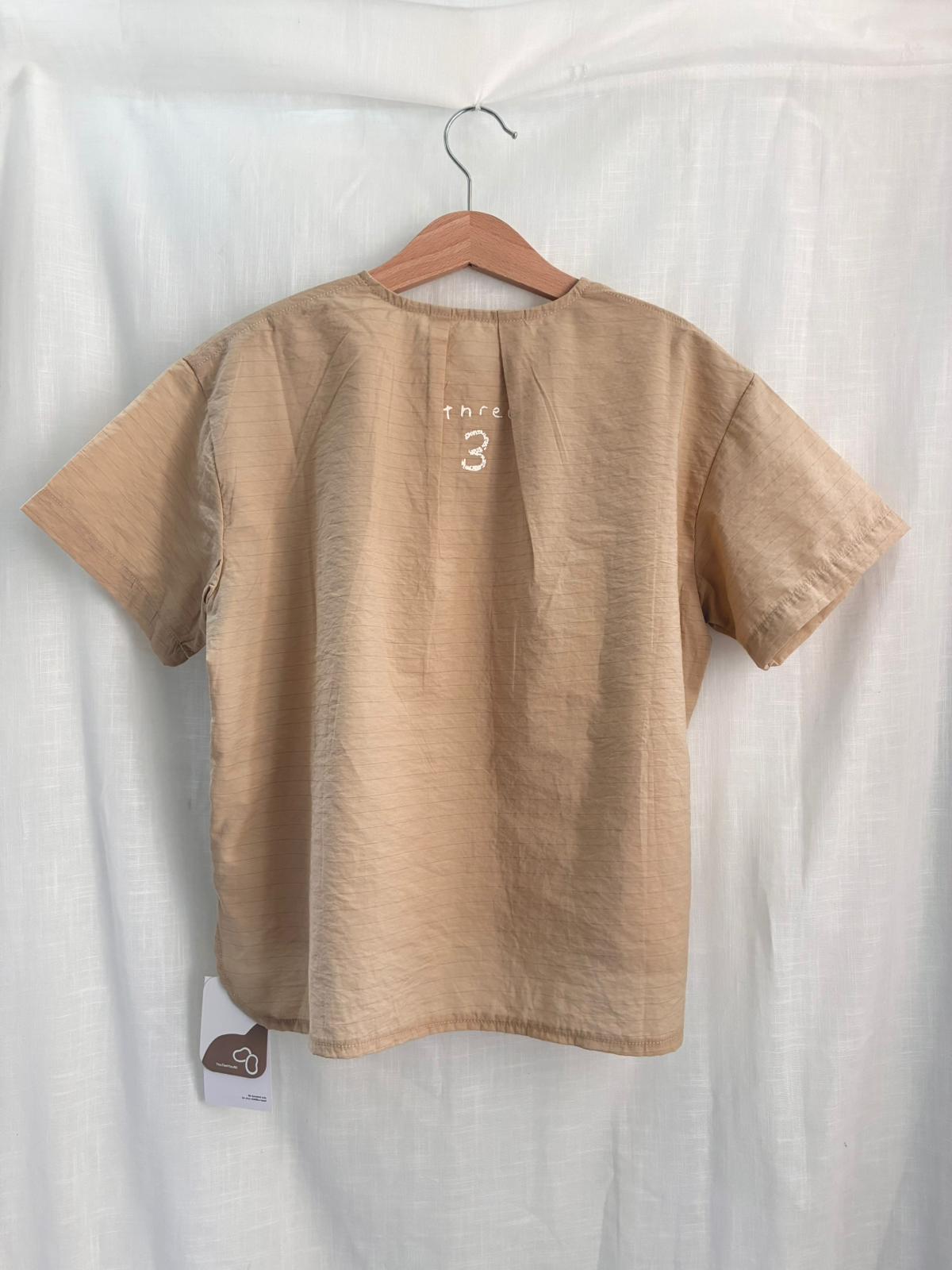 卡其色間條短袖恤衫YX25022