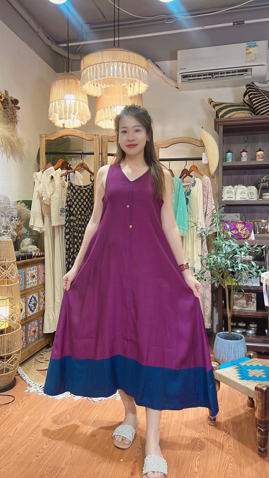 3102 Violet 2-Layer Sleeveless Simple Sleeveless OP