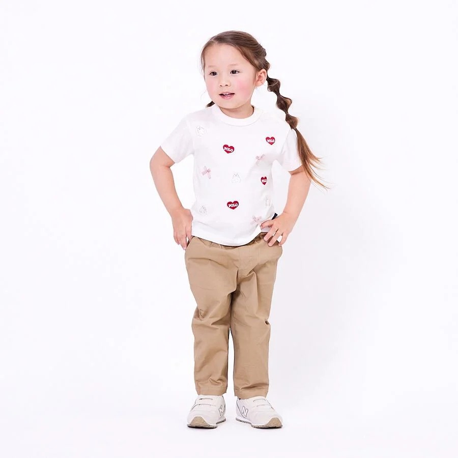 Polo Baby 白色粉紅色絲帶Tee 80/90cm