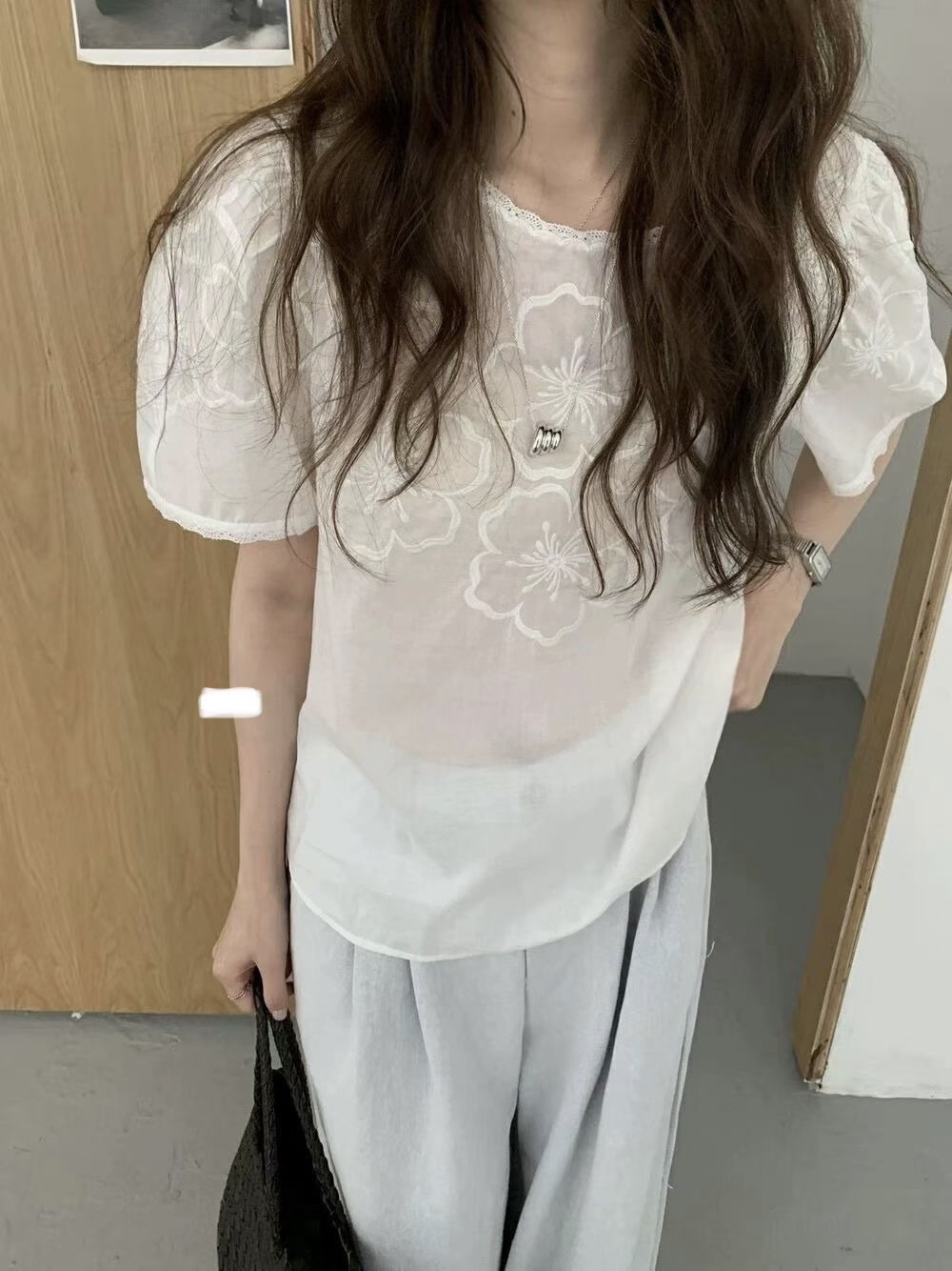 立體花短袖 