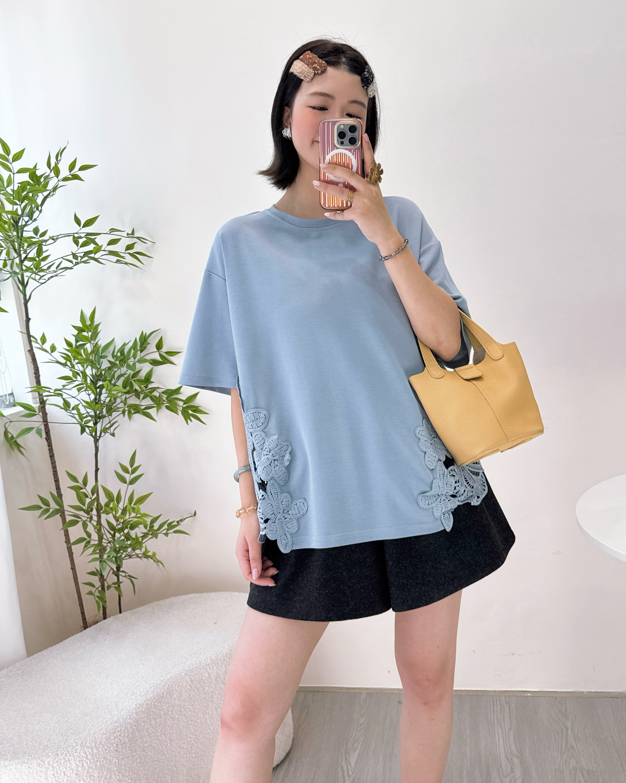 滑身空氣棉拼通花上衣 3色