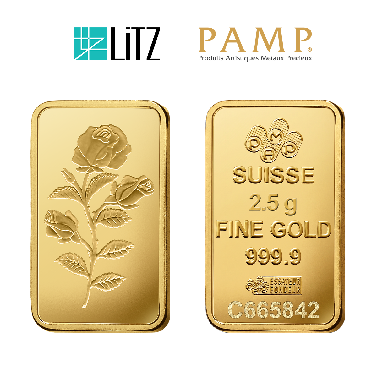  [2.5 gram] LITZ PAMP Suisse Gold Bar - Rosa (999.9) PG074