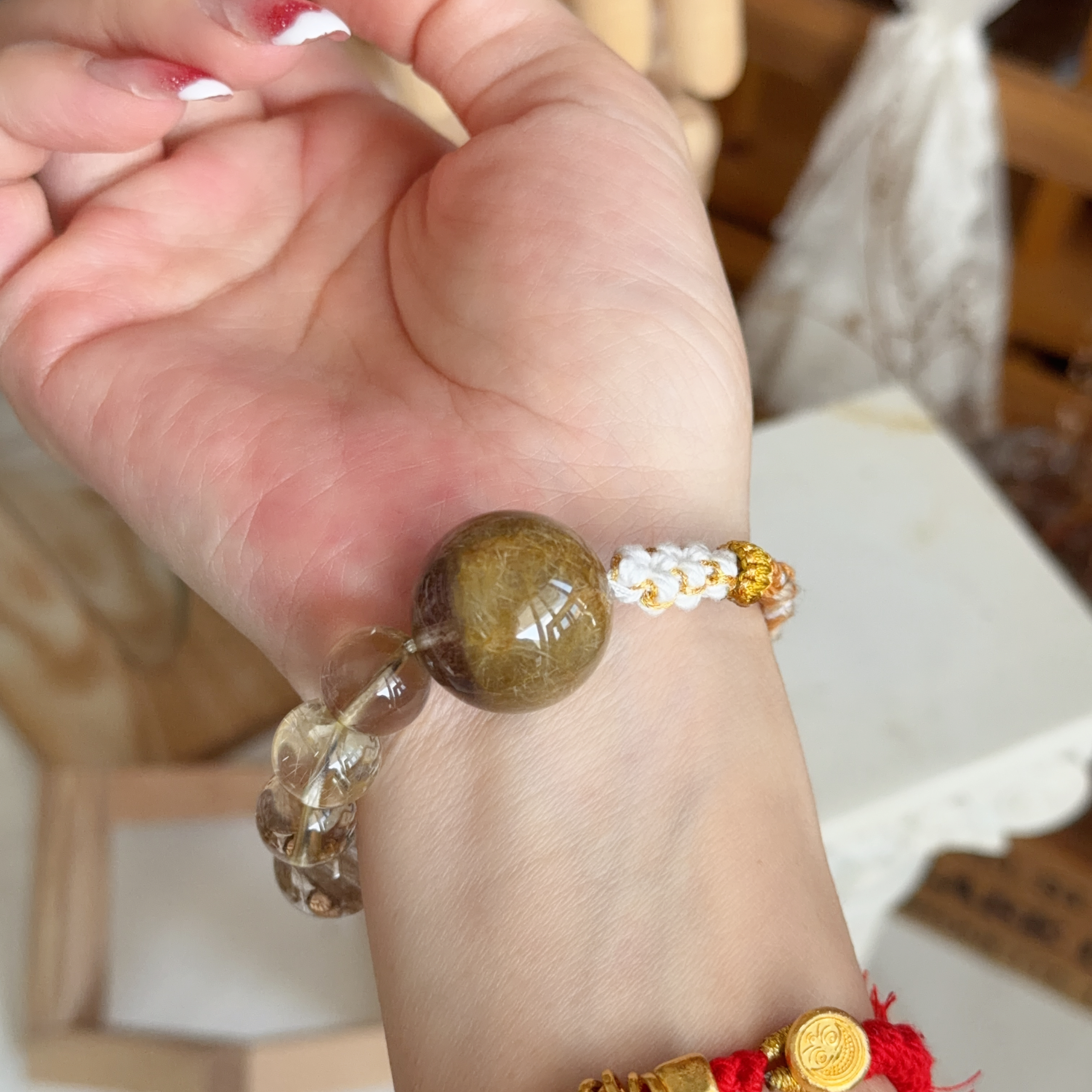 金髮晶+銀髮晶襯手绳