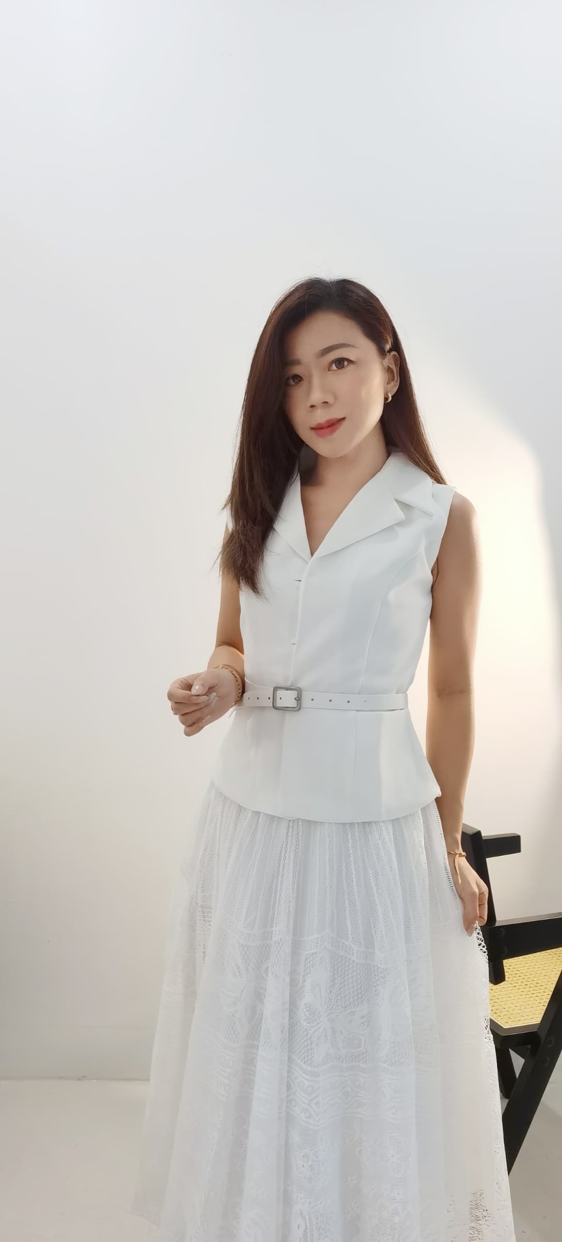 2966 PREMIUM VEST LACE DRESS SET 轻奢风Vest蕾丝半裙套装 
