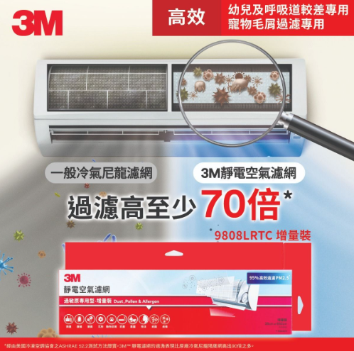 9808LRTC/3M靜電空氣濾網-過敏原專用型-增量裝