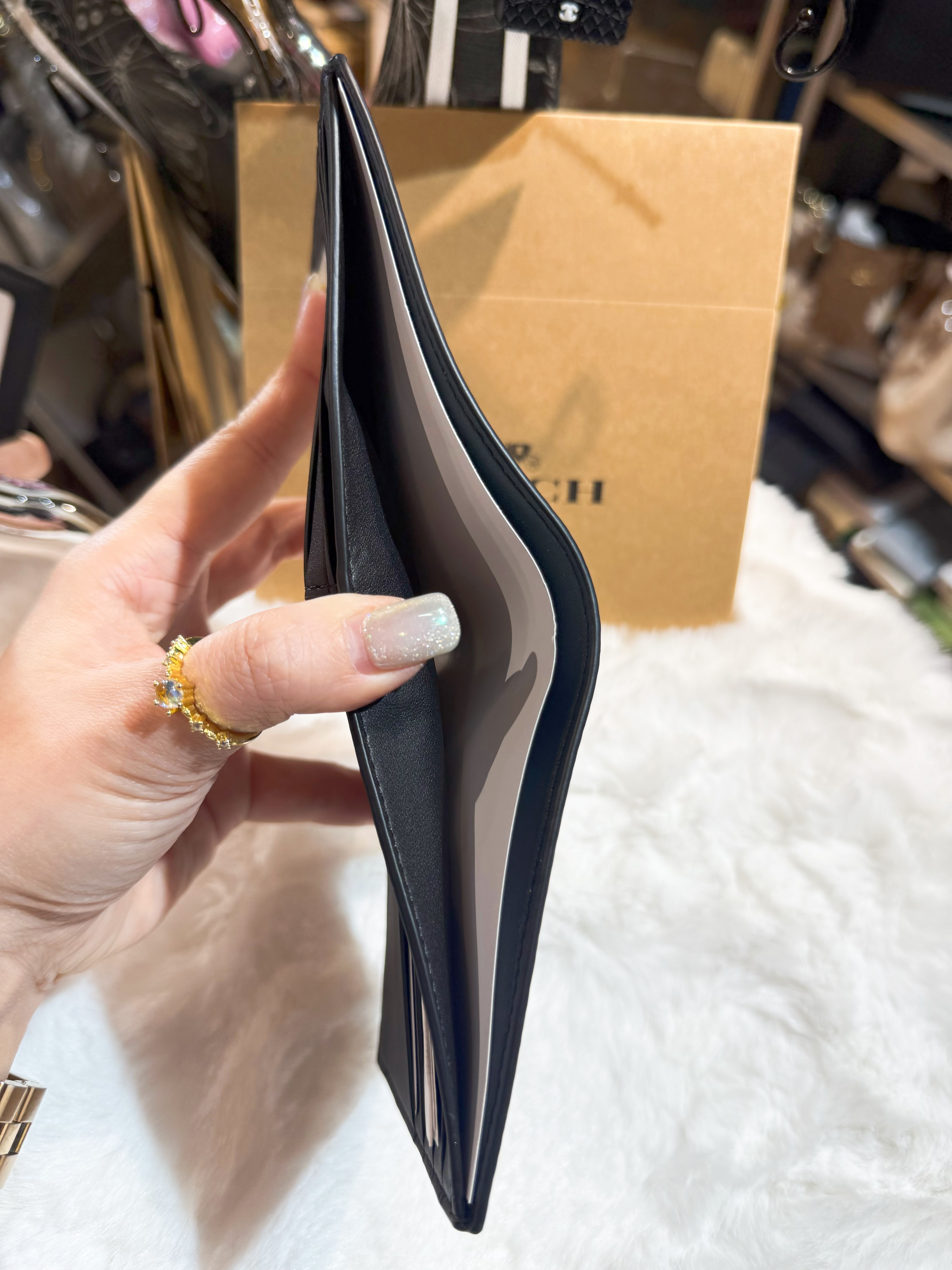 Coach bi fold wallet id/blk/m