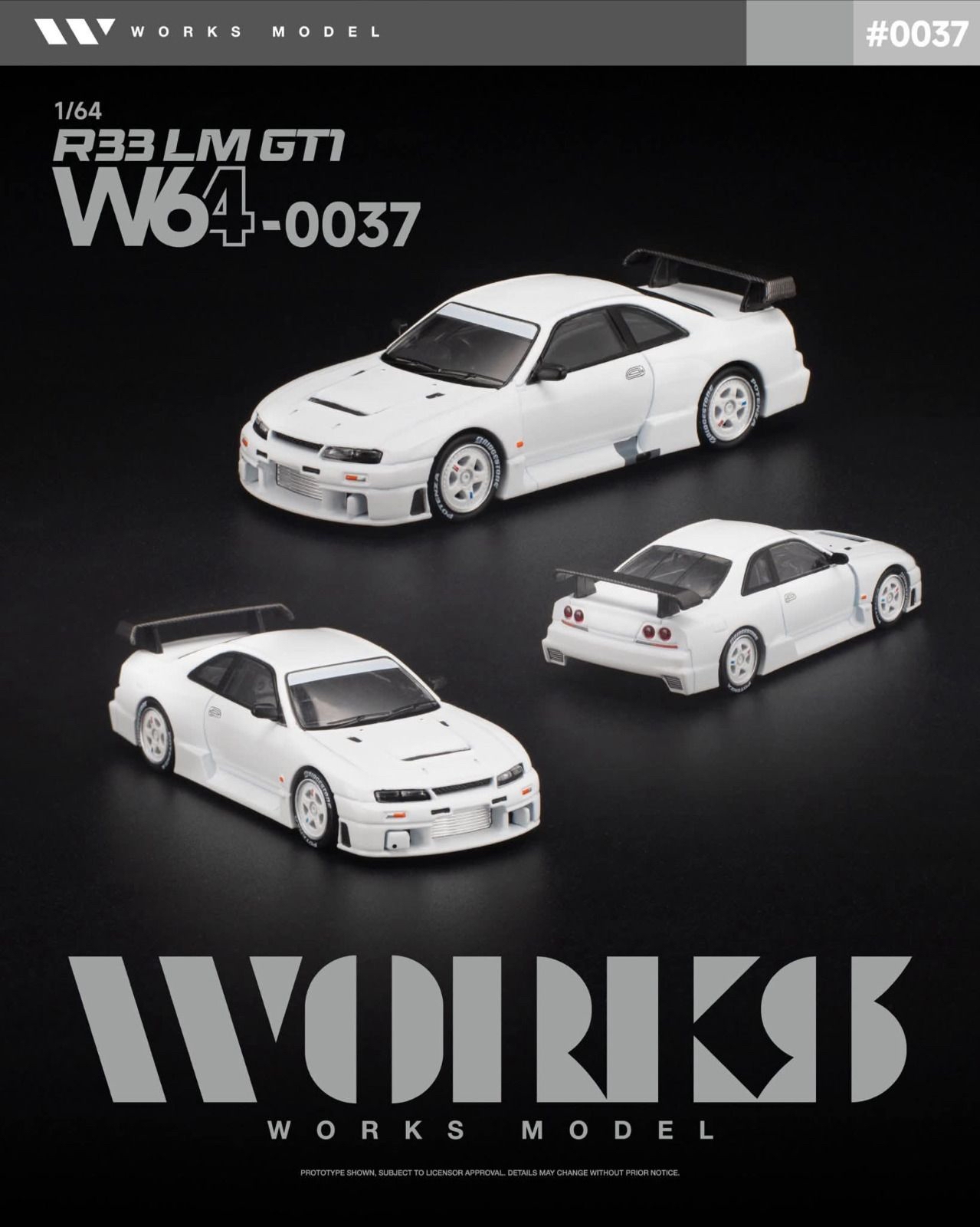 (預訂 Pre Order) Works Model (W640037） 1/64 R33 LM 1995 GT1 WHITE