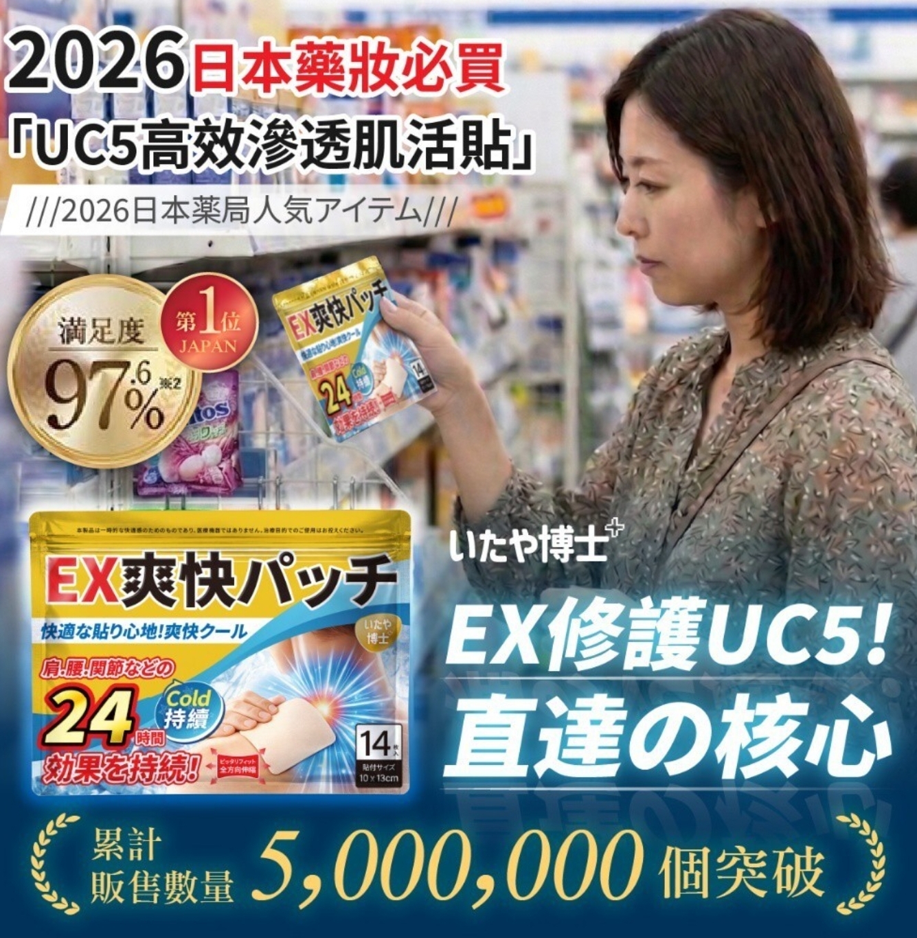 $48袋.2袋起$38袋.いたや博士® EX修護UC5雙軟骨 高效滲透肌活貼 (14貼入)