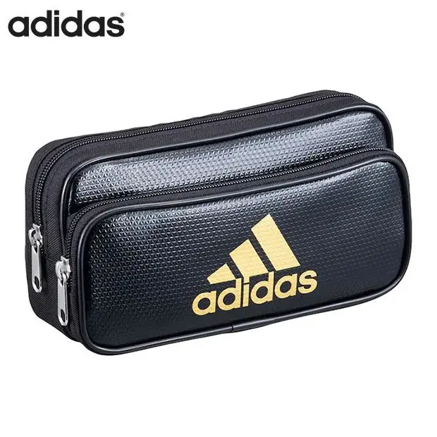 現貨🌸日本直送 | adidas日本版軟質雙層鉛筆袋/文具袋/收納包 （黑金）
