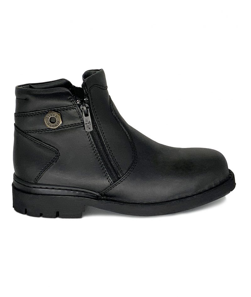Black Hammer 4000 BH 4881 Series Men Safety Shoes Mid Cut With Zip Leather Boots Steel Toe Kasut Keselamatan