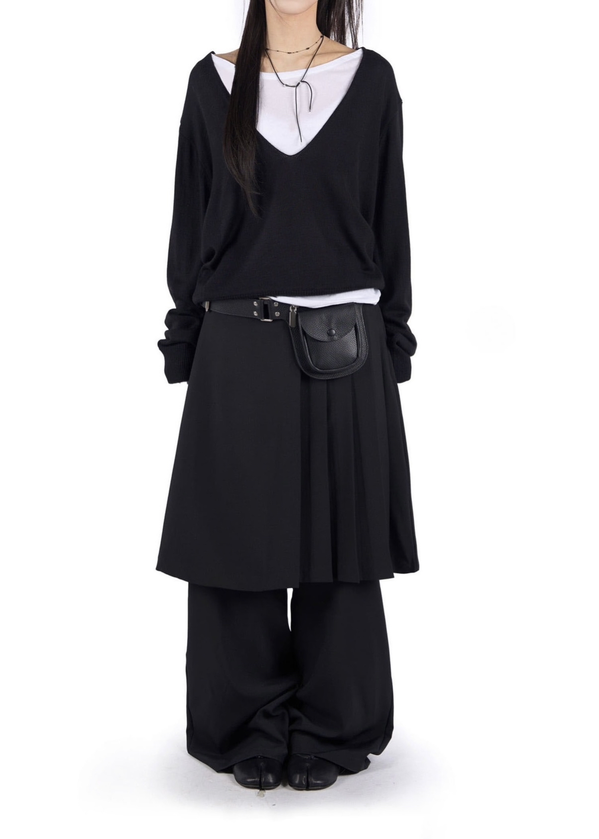 Pleated Layered Skirt Pants