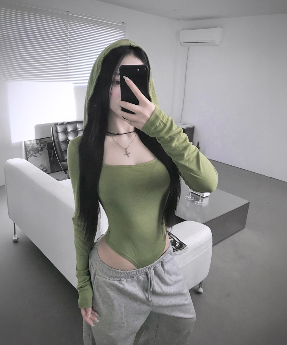 Hooded Square Neck Bodysuit
