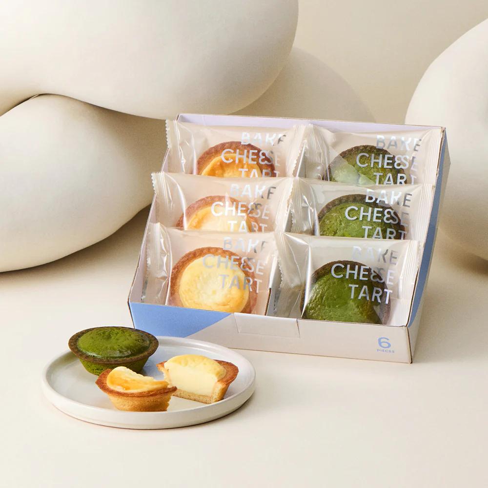 日本BAKE CHEESE TART  芝士蛋撻 〈原創芝士蛋撻3個・抹茶芝士蛋撻3個〉一盒6件