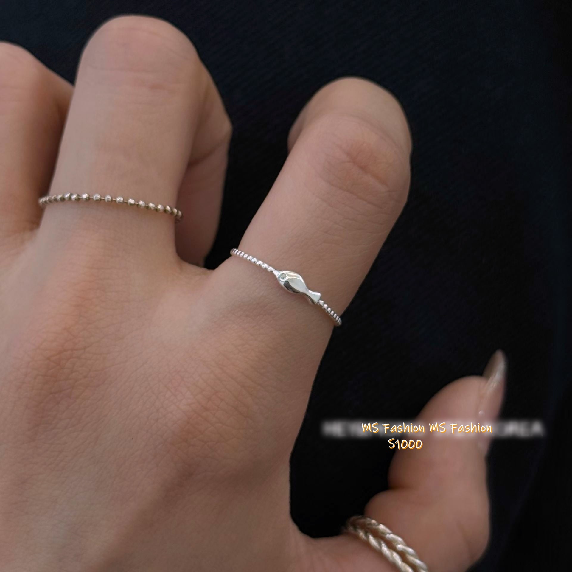 S1000 韓國🇰🇷S925純銀小魚戒指