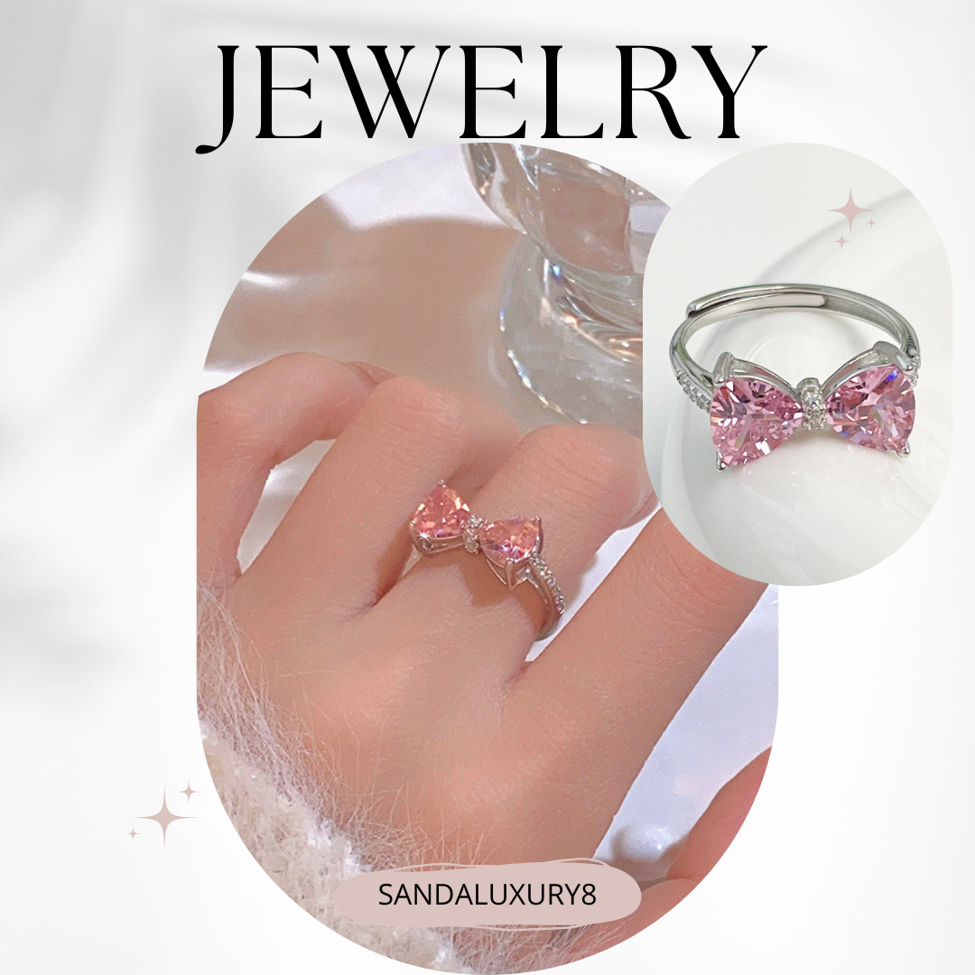 Pink Heart Bow Ring