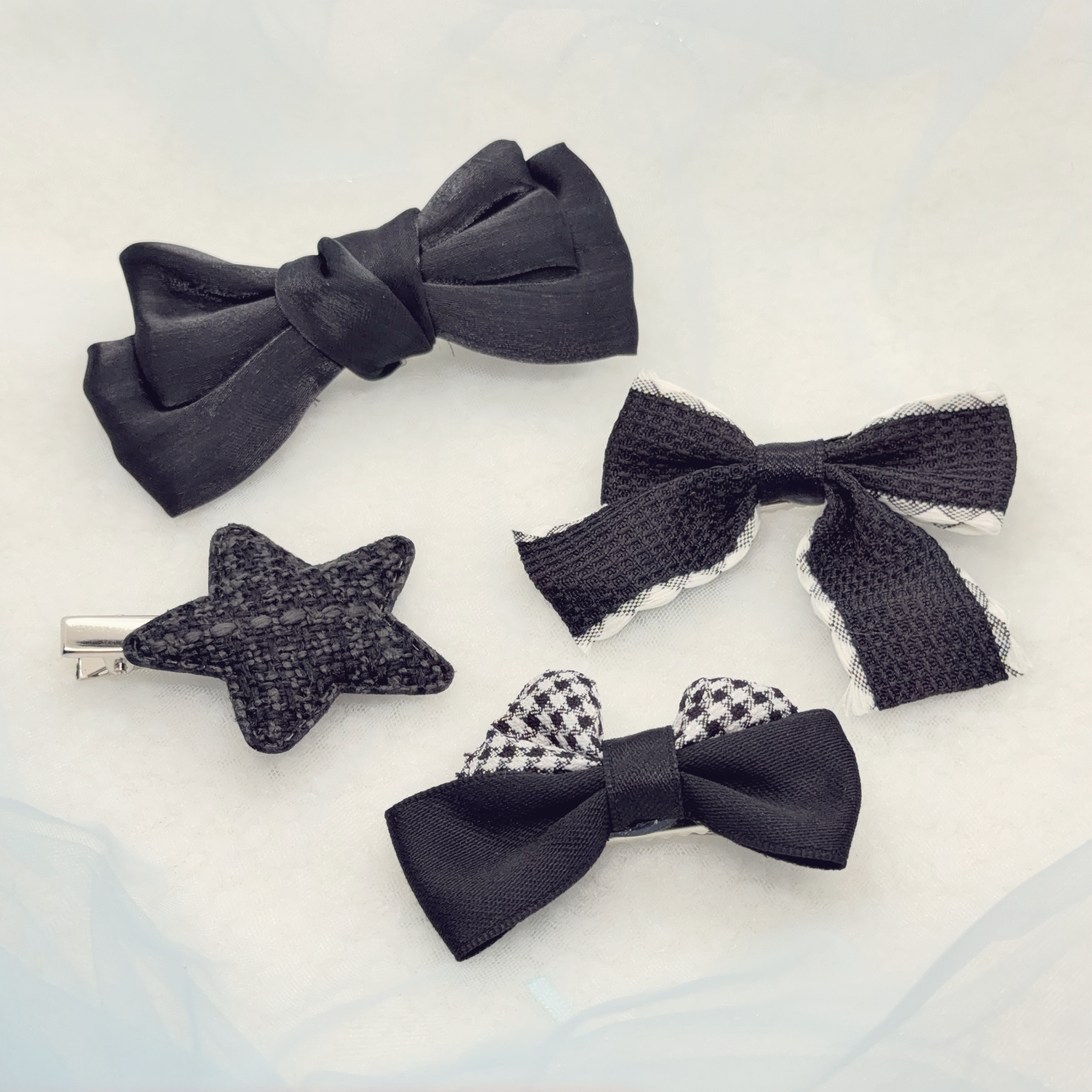 黑色系 蝴蝶結鴨咀夾 (4pcs/set) *Minimore自家出品 