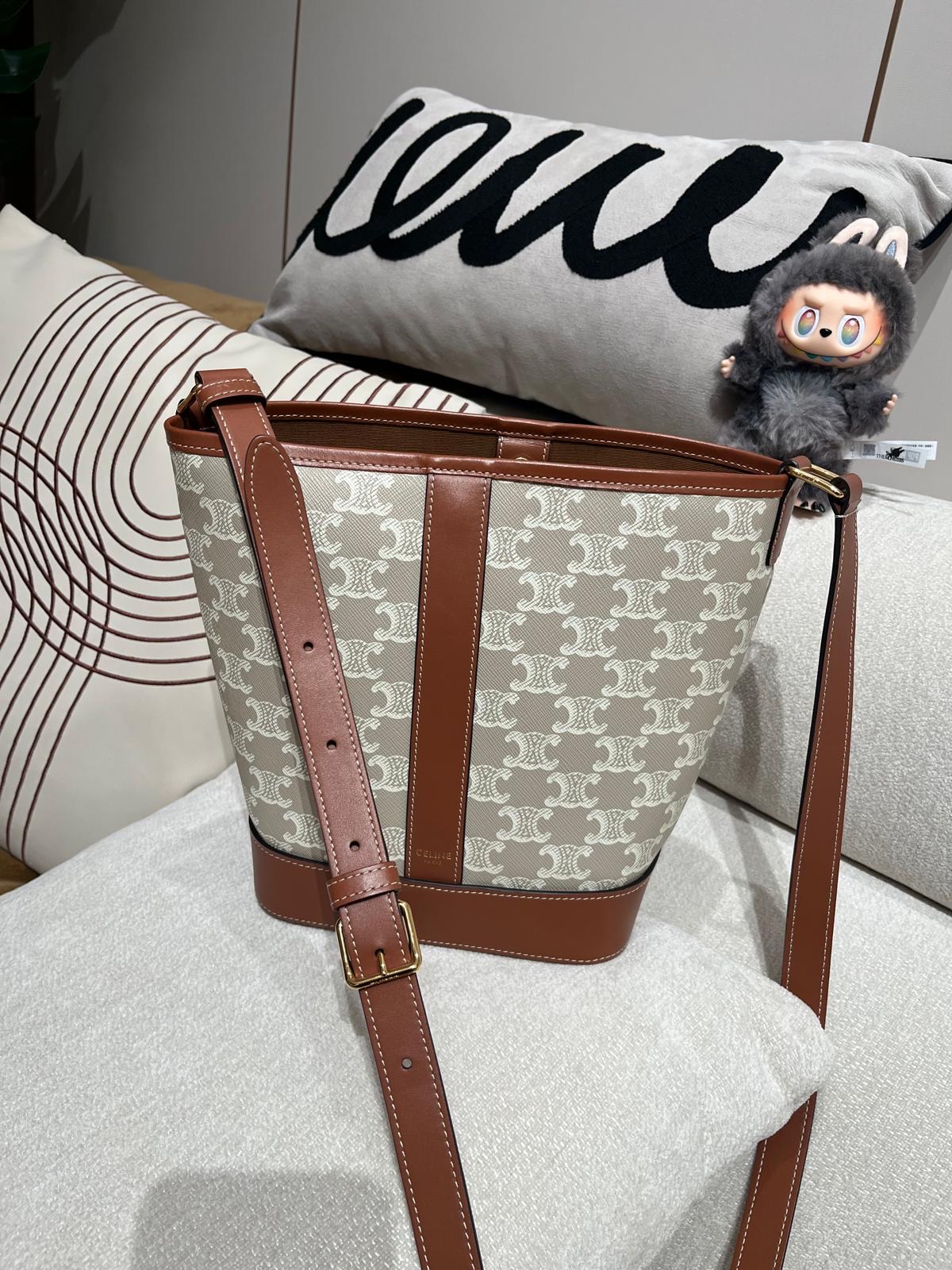 Celine Bucket small IN TRIOMPHE CANVAS AND CALFSKIN 100%Authentic, 98%New ✅Dust bag