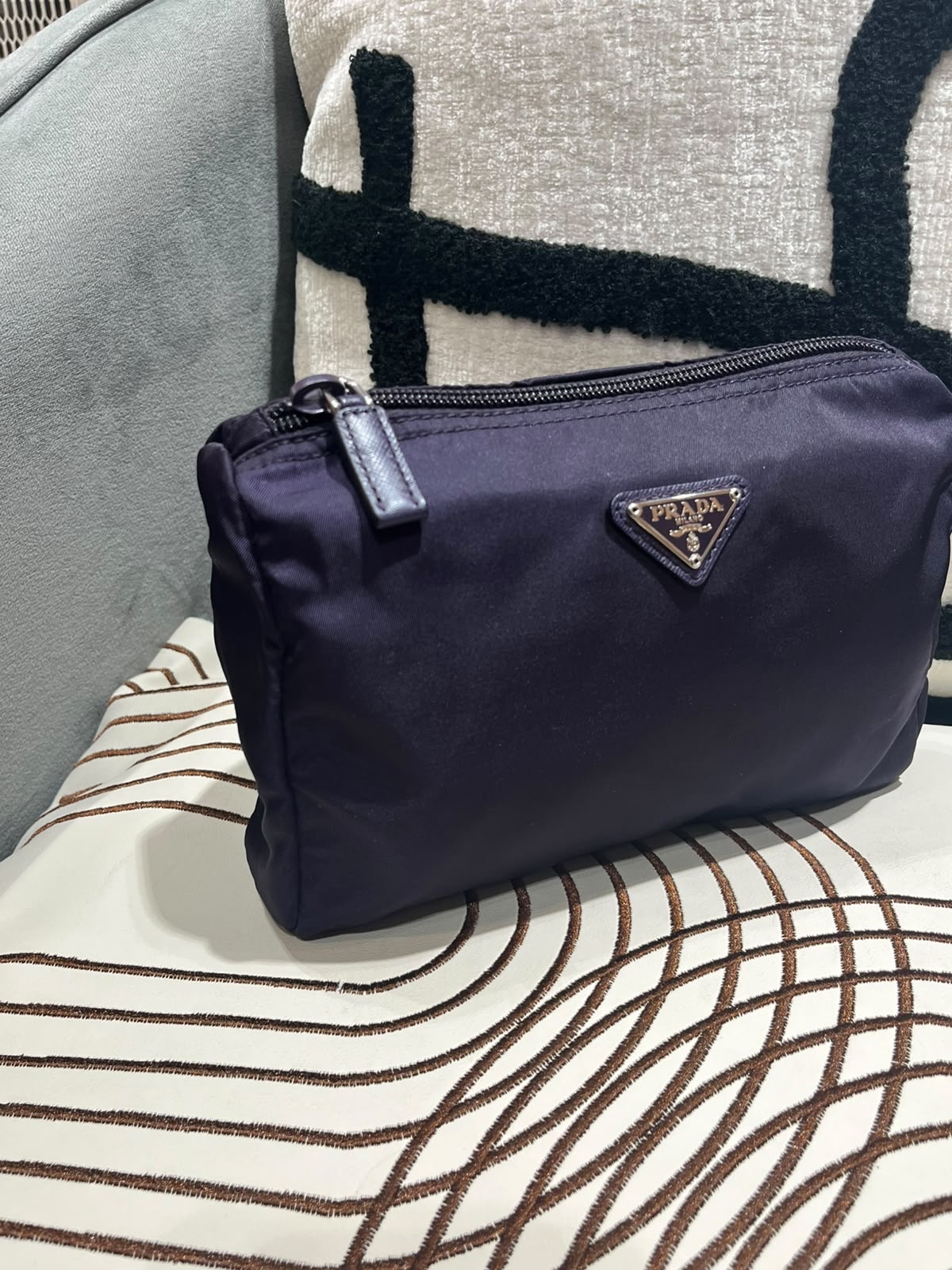 Prada Nylon Pouch Purple 100%Authentic, 99%New
