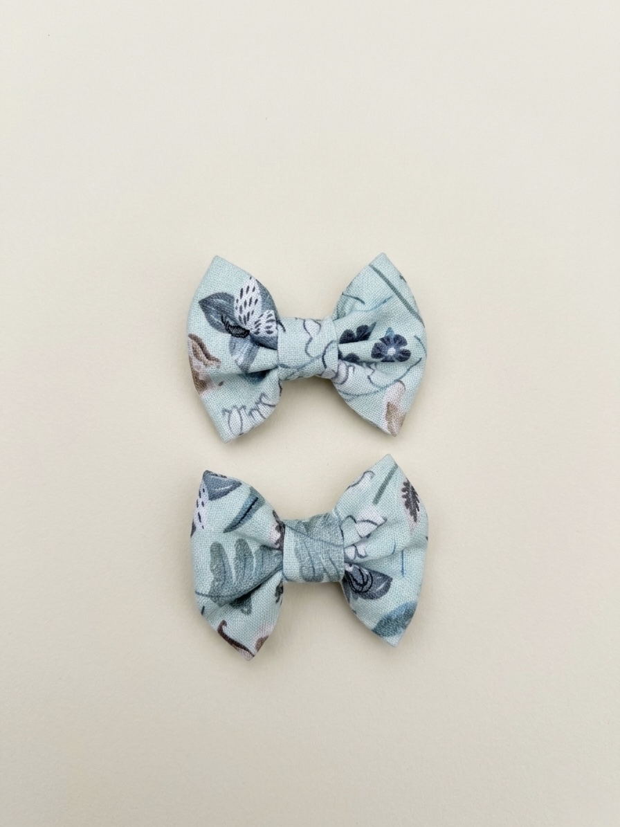 經典英倫碎花蝴蝶結髮夾（對裝）