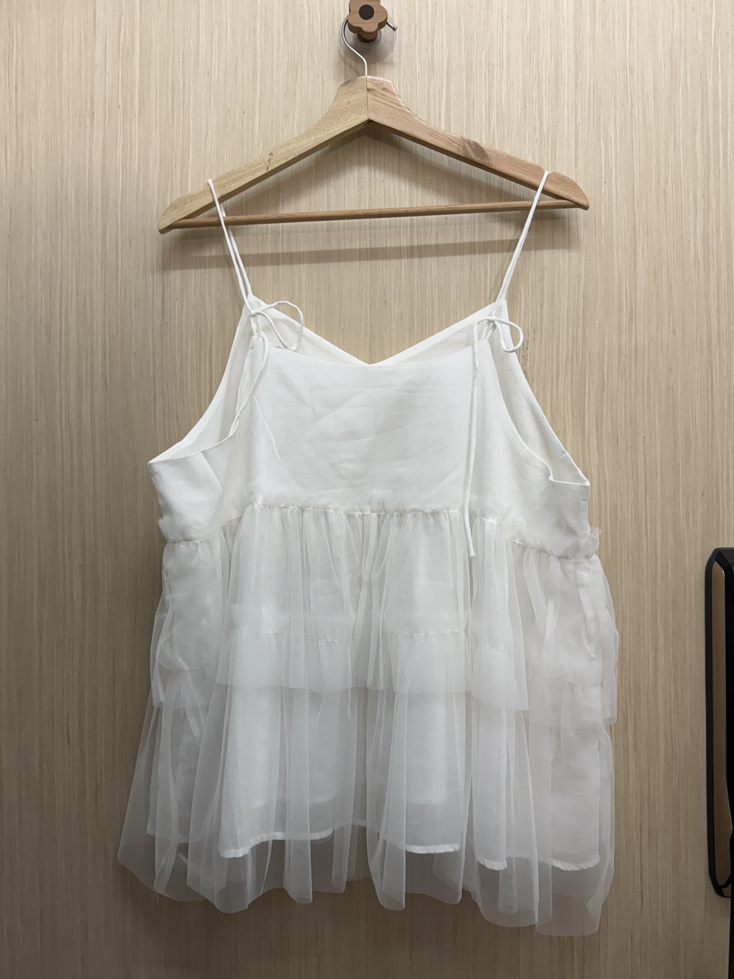 幼肩薄紗吊帶（白色）