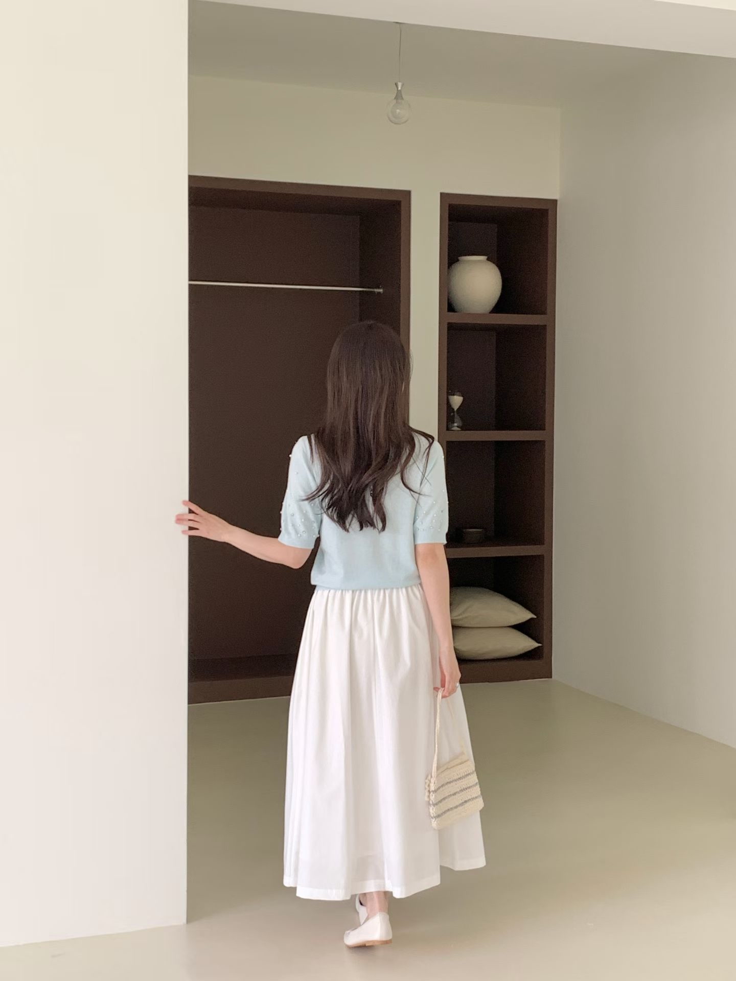 CT4 珍珠袖針織Top