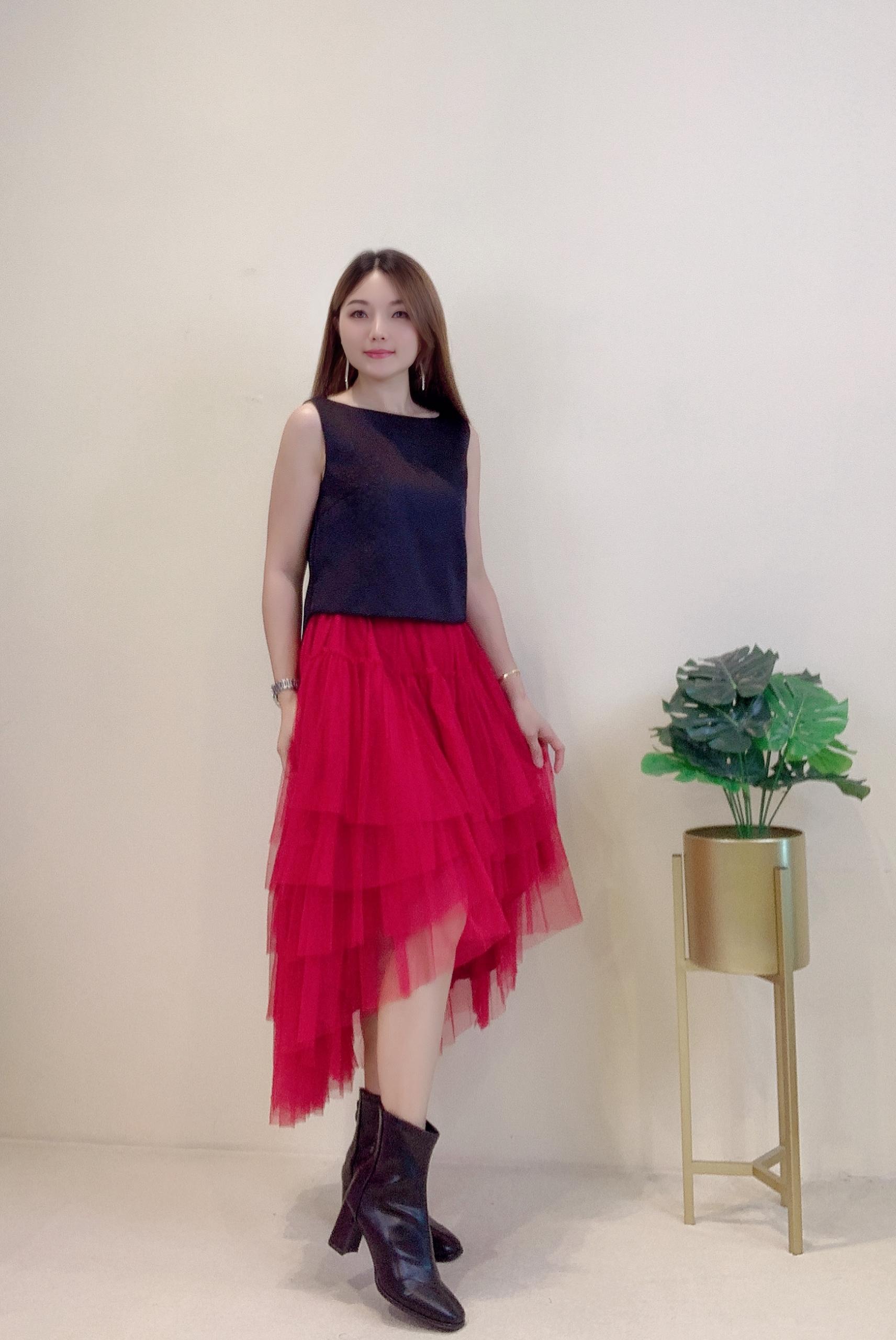 前短后长网纱半裙 1395