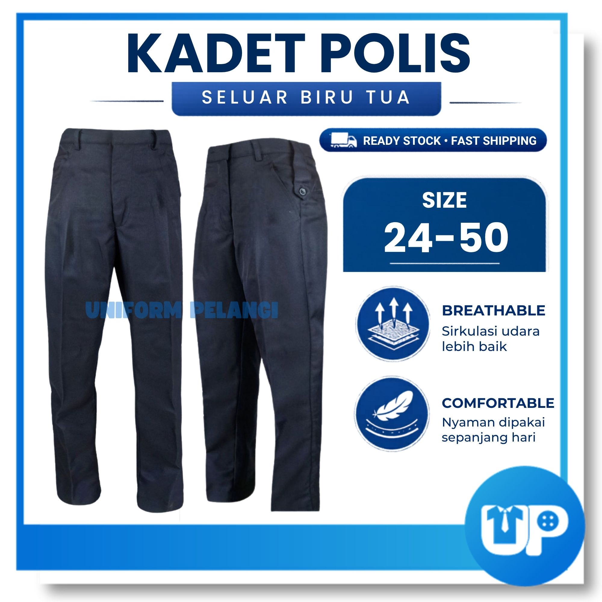 Seluar Kadet Polis Biru Tua / Long Pant Police Cadet Dark Blue Uniform Kadet Polis Kokurikulum PL03