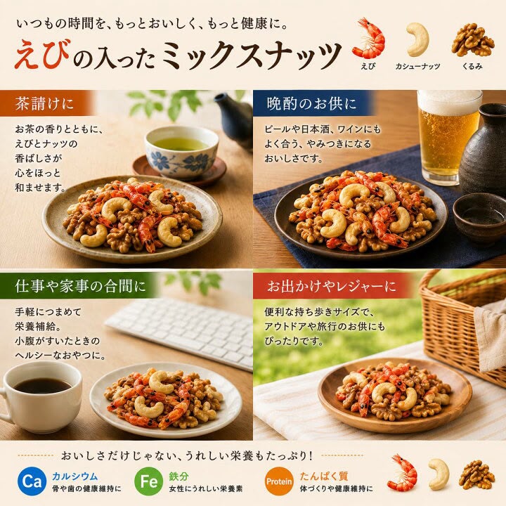 日本Costco直送 日本 小林商事 三重鮮香 小蝦 核桃 腰果 健康營養 零食 超值家庭裝 (28小包 420g)