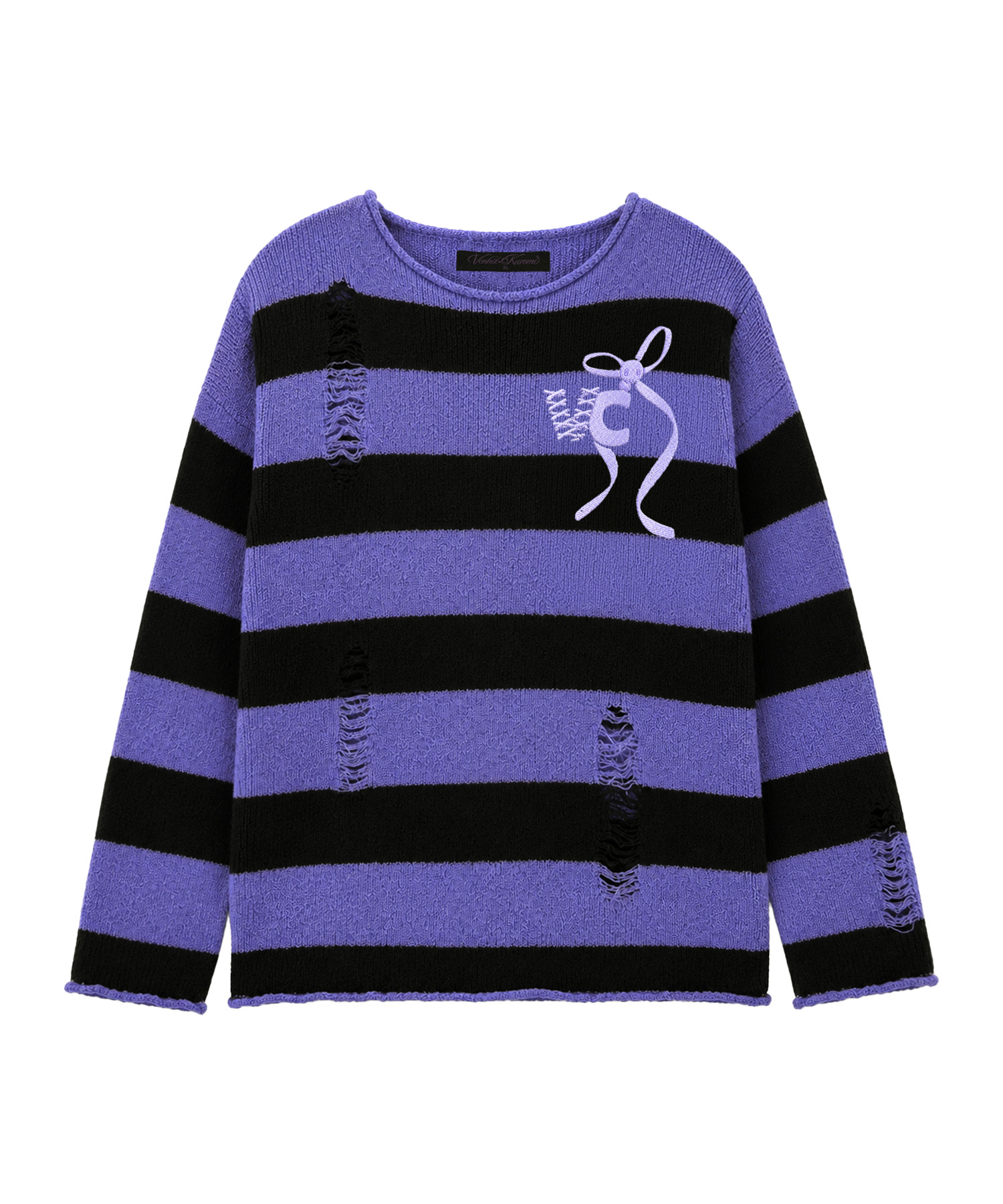 Venhit x Kuromi Striped Damaged Knit (Purple)